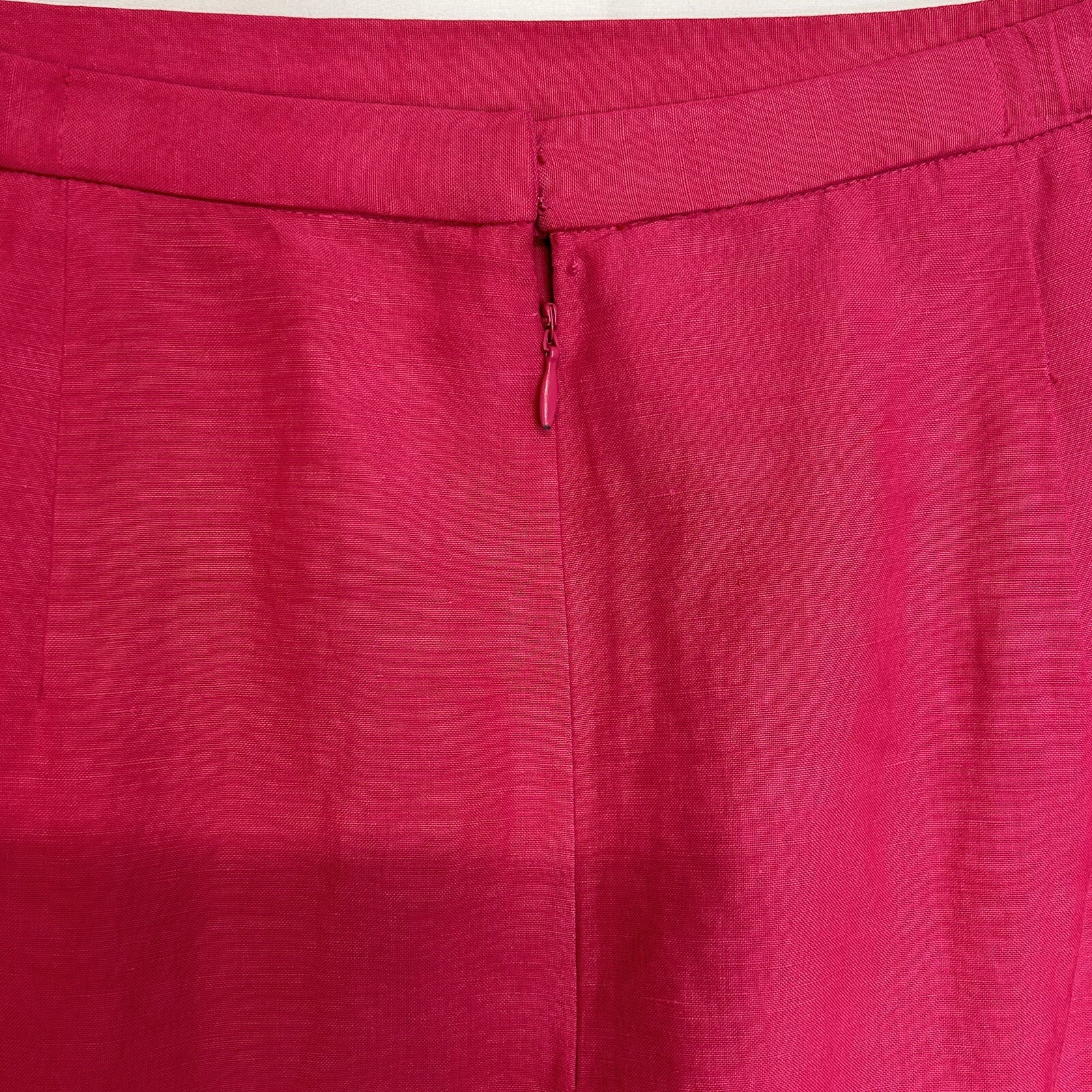 David Warren Petites Vintage Pencil Skirt Silk Linen Size 8P Lined Zip Pink 90s
