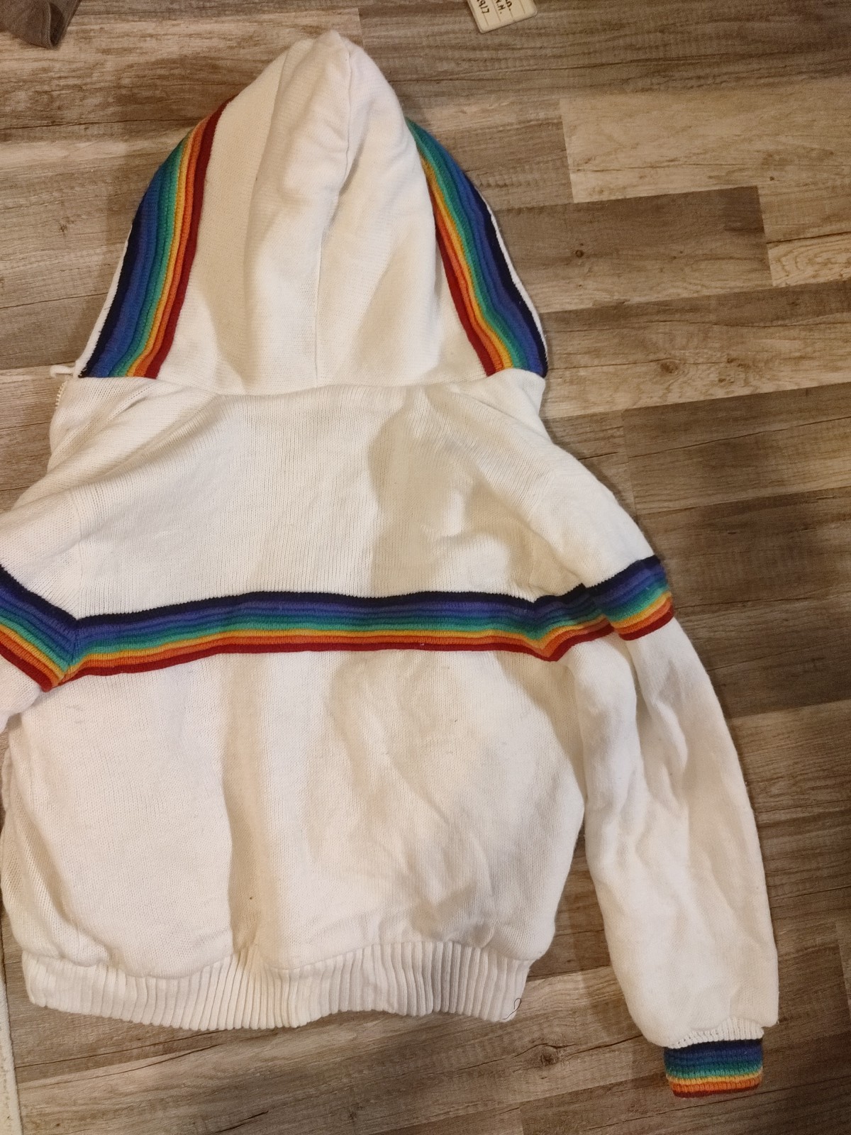 VTG 80s Outerbound Fair Isle Knit Sherpa Lined Hood Pockets Bomber Jacket Sz M