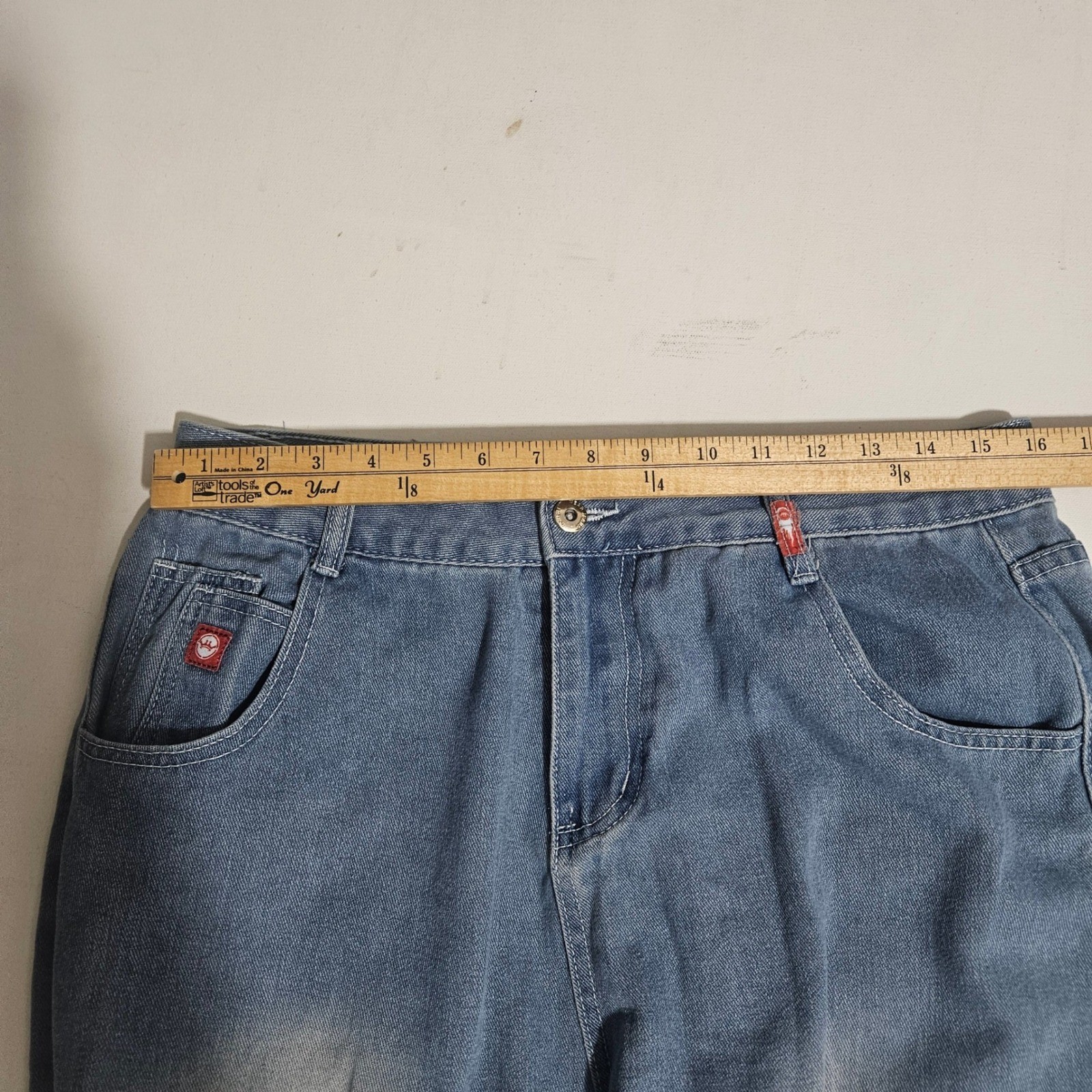 Vintage 90s JNCO Jeans Baggy Wide Leg Crown Graffiti Light Wash 31 Y2K Skater