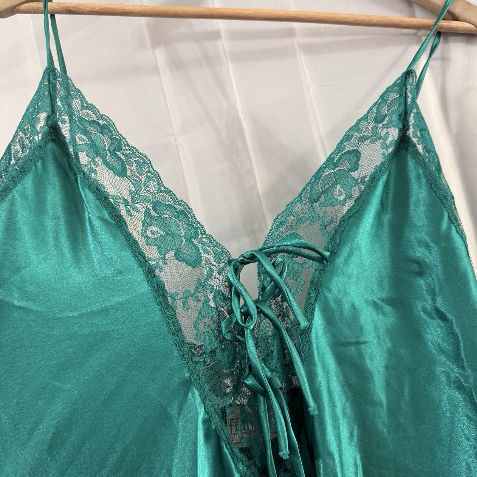 Vintage Feather Bed Intimate Nightie Teddy 3X Lingerie Green Satin Sexy USA