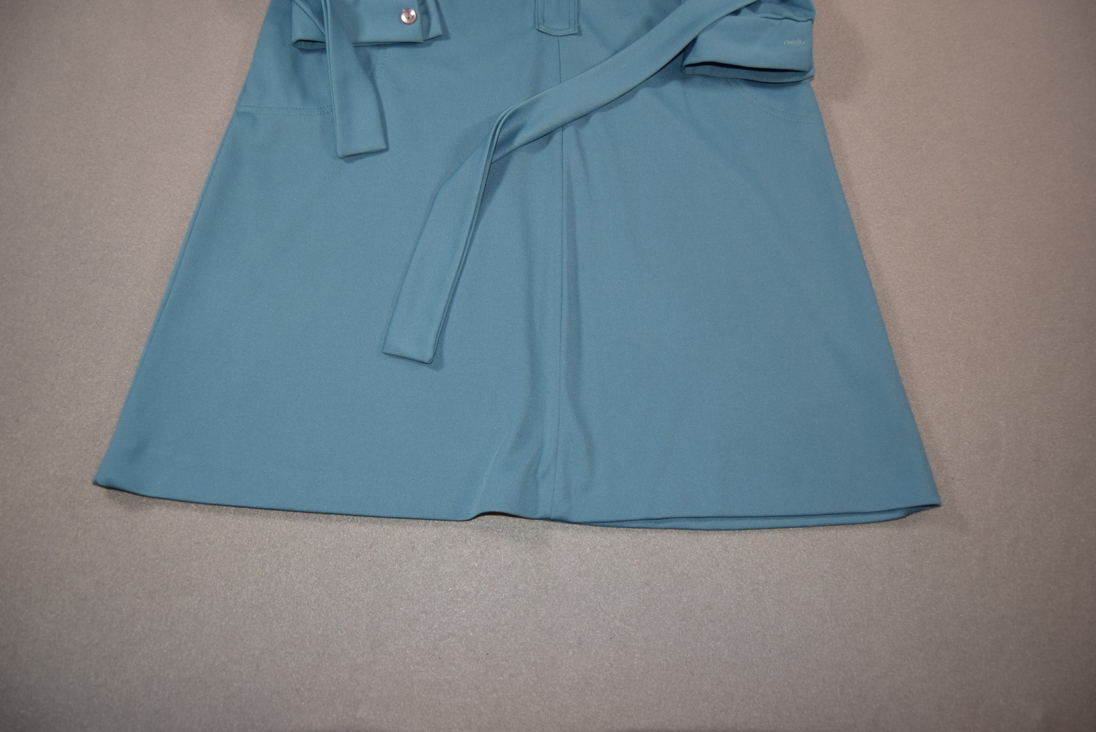 Vintage Shirt Dress Womens Medium Blue Honeycomb Belted 1/2 Button Daggar ILGWU