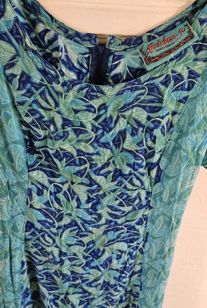 Vintage Rainbow Jo Womens Hawaiian Maxi Dress Sz Medium In Good Condition