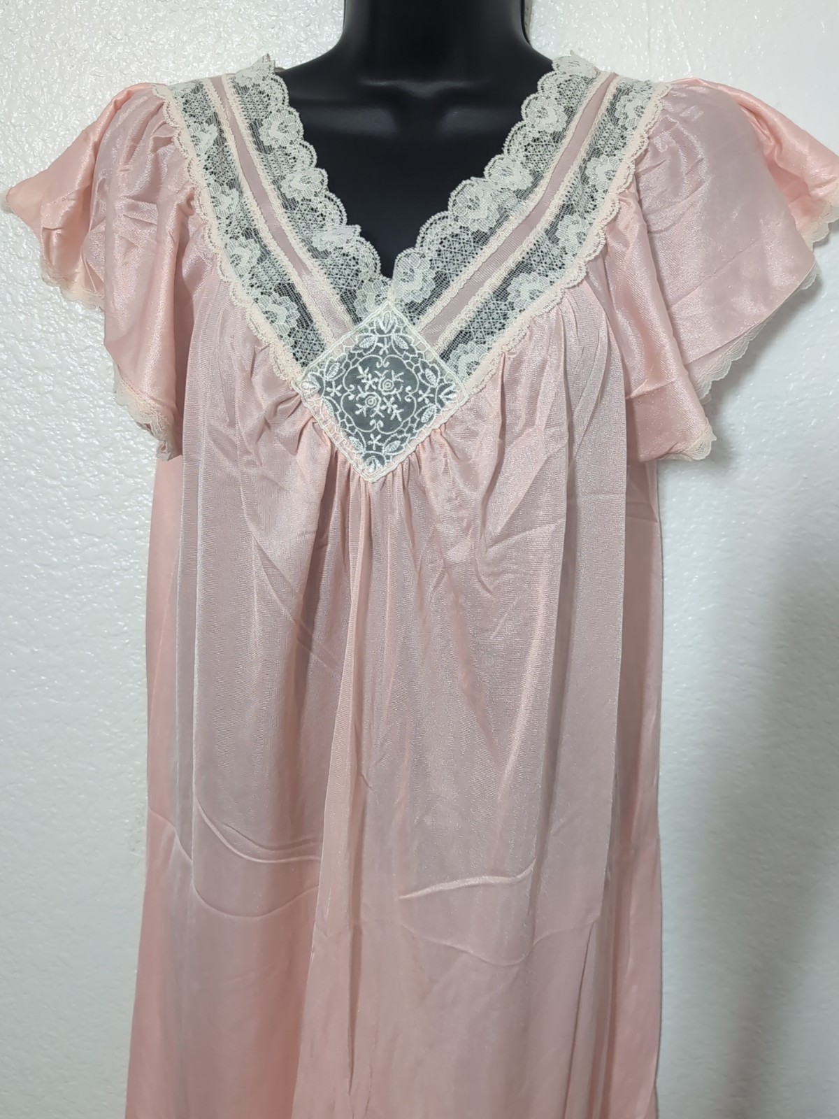 Vintage Natalie Creations Nightgown Nylon Lace Size Medium