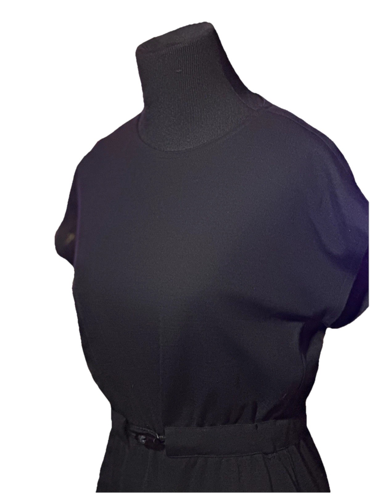 Vintage 70s Pedestal Saks Fifth Ave Black Polyester Batwing Top Size S/M