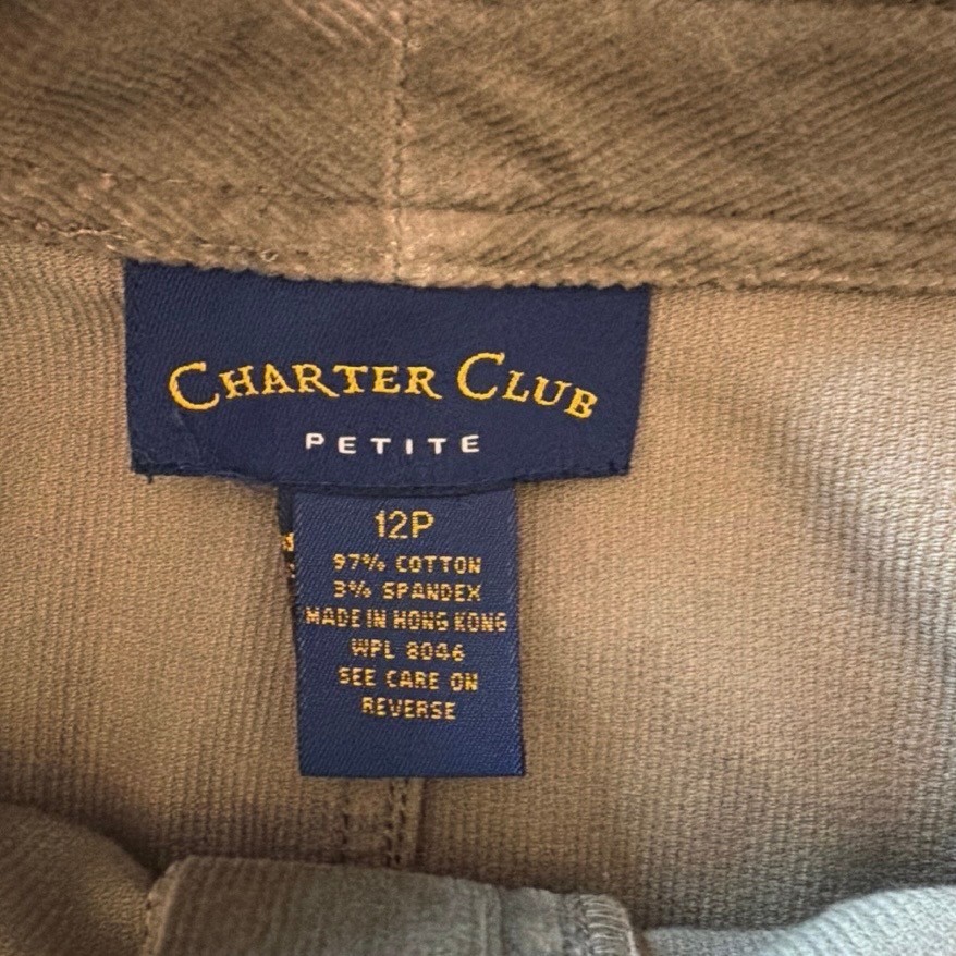 Charter Club Petite 12P Sage Corduroy Skirt Cottagecore Classic Vintage NOS NWT