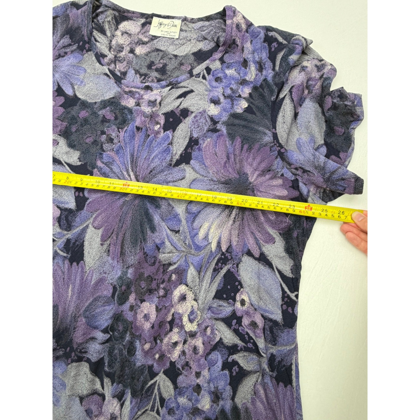 90s Vintage Moody Botanical Floral Scoop Neck Shift Dress XL