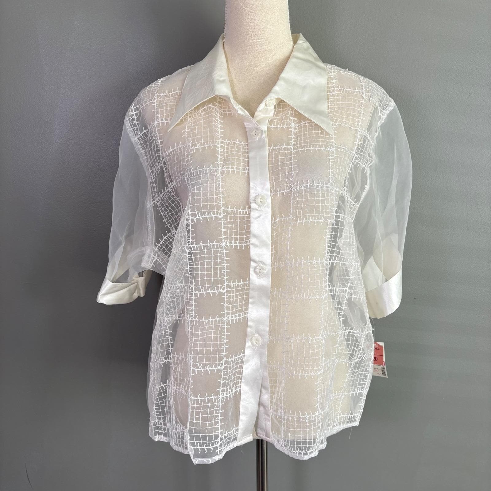 NWT Vintage Diana Marco Sheer Organza Top 20 90s Boxy Ethereal Club Avant Garde