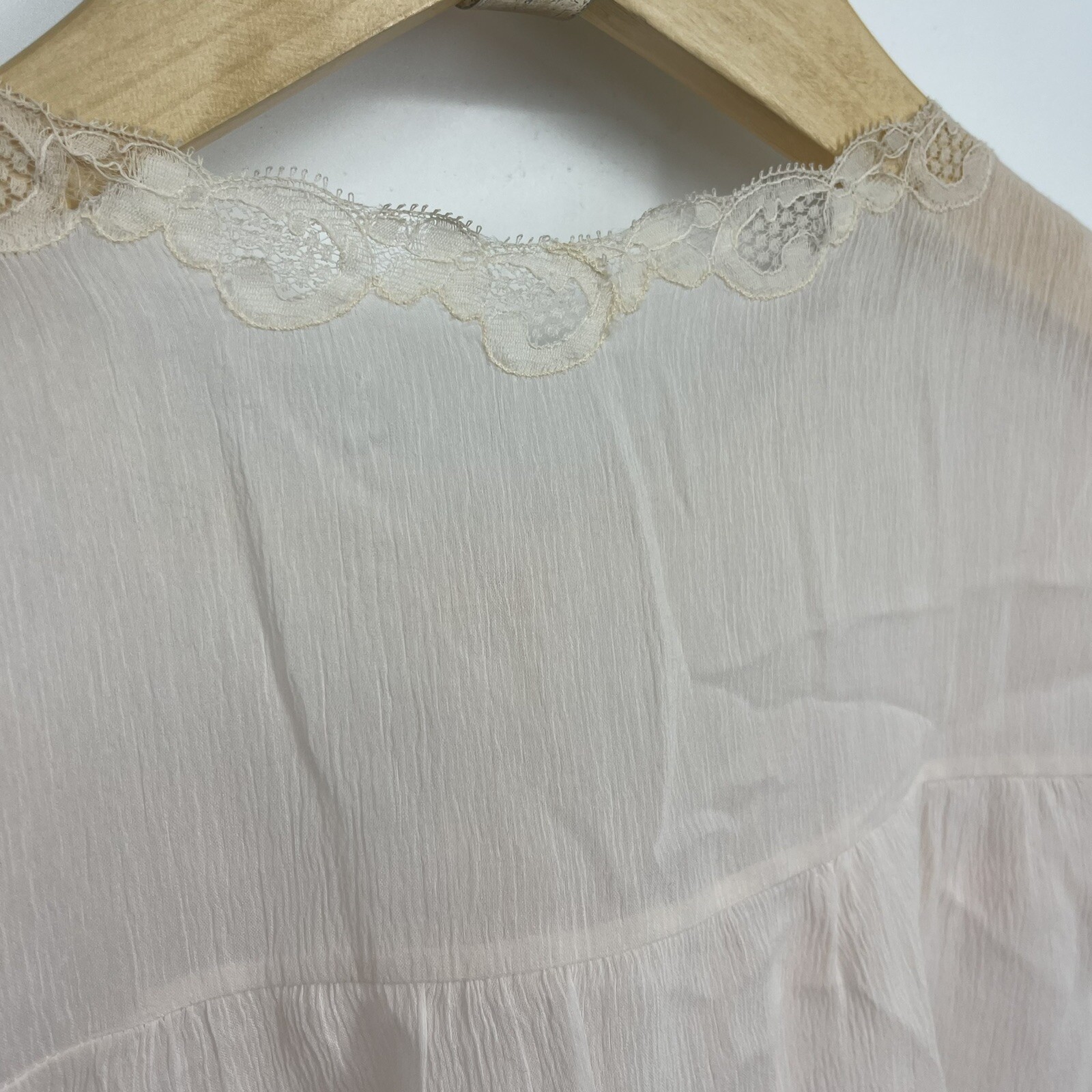 Vintage Lora France Robe Womens Medium Large Chiffon Lace Coquette Sissy READ