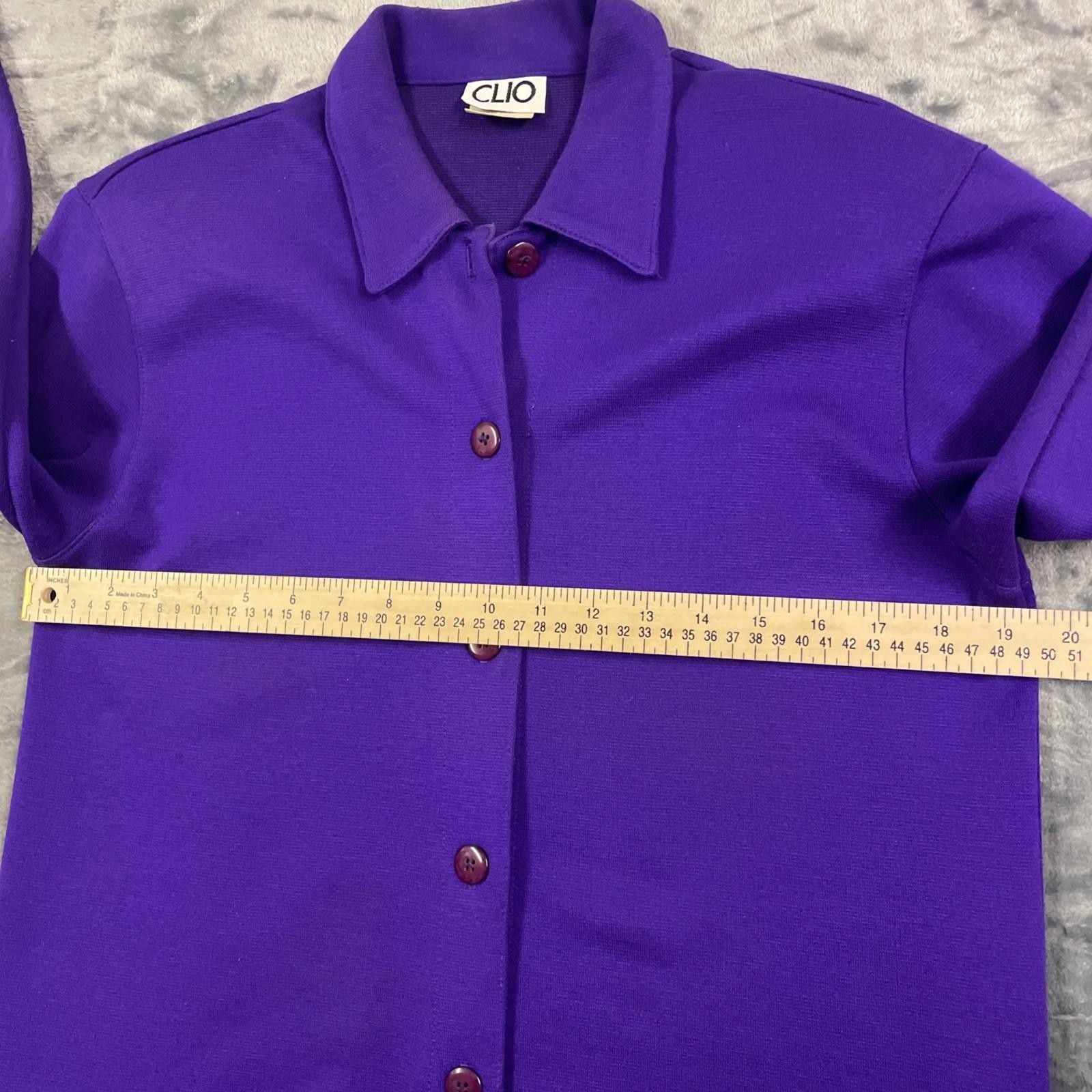 Vintage CLIO Purple Knit 2 Pc Suit Set Jacket Pants Women Small Made USA EUC