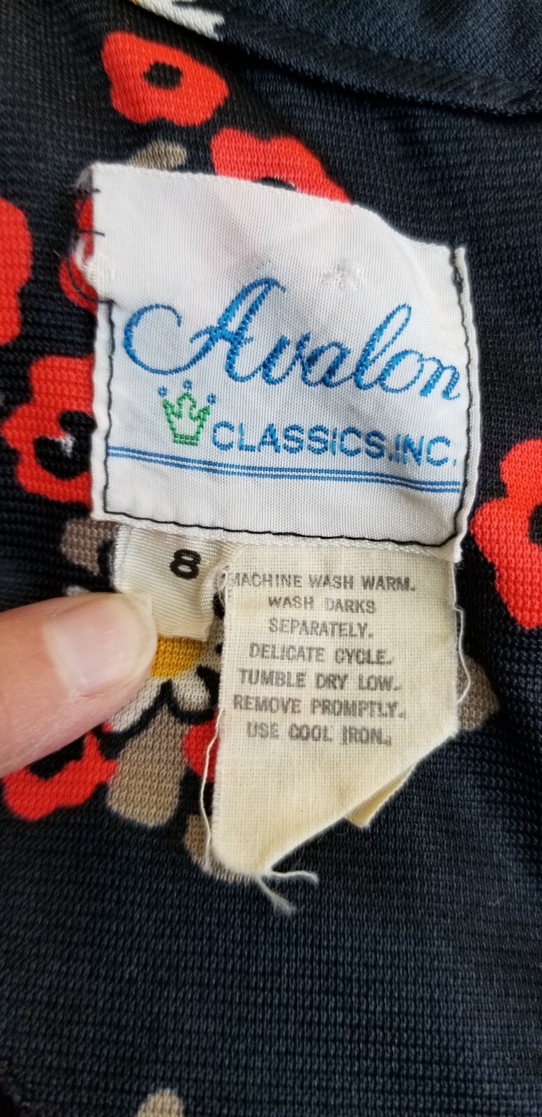 Vintage 70’s Floral Nylon Long Sleeve Shirt Top – AVALON CLASSICS – Size S – EUC