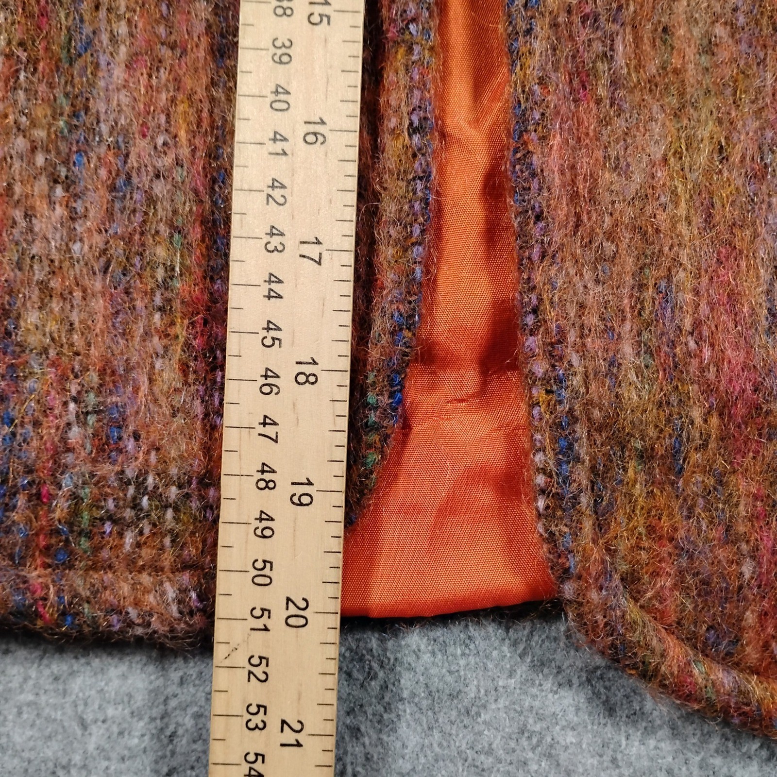 Gregge Sport Crop Open Front Jacket Women’s Size 8 Orange Multicolor Mohair Wool