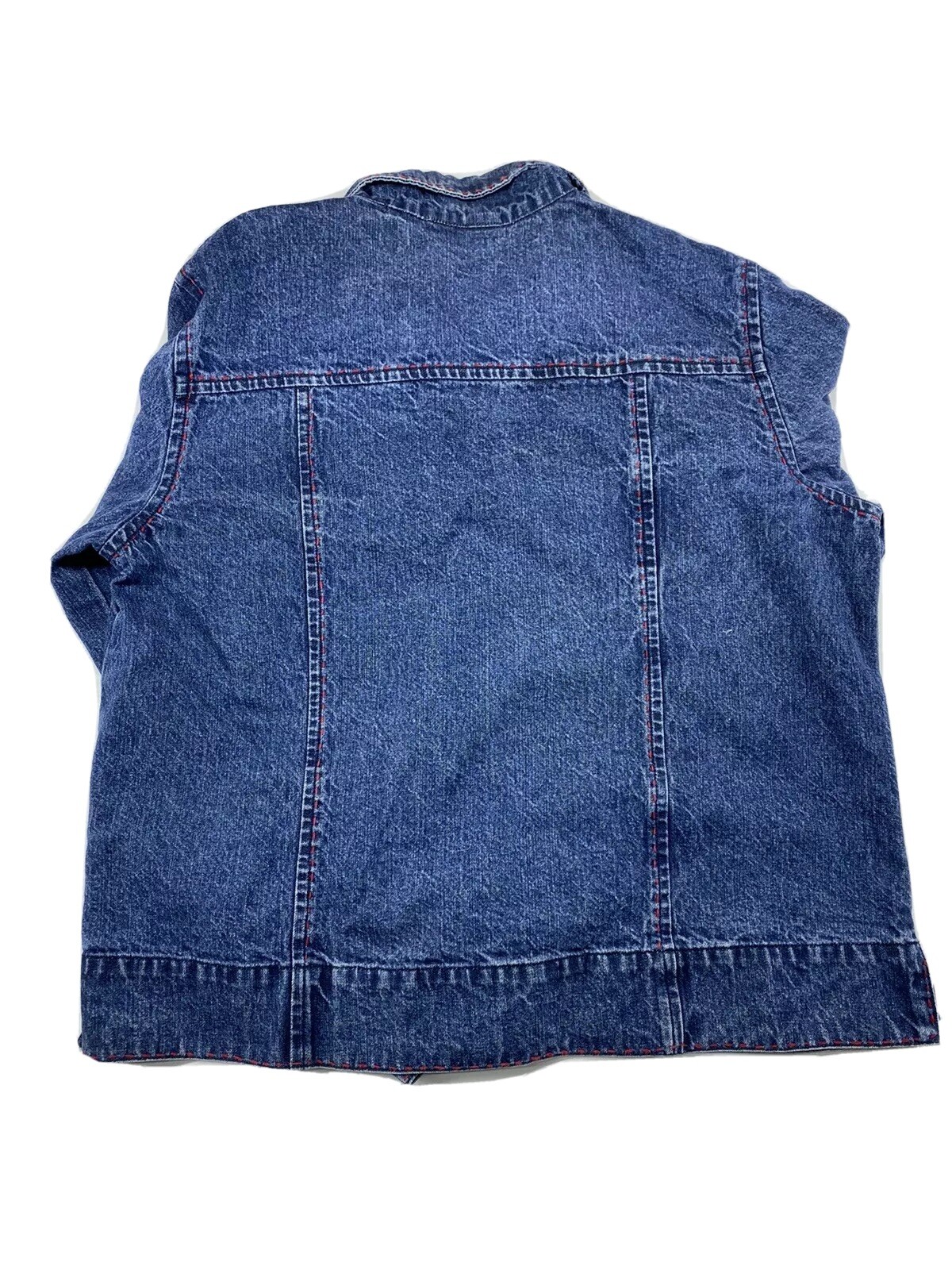 Coldwatercreek Woman’s Fancy Denim Jacket Size L – Vintage – Red Trim Stitches