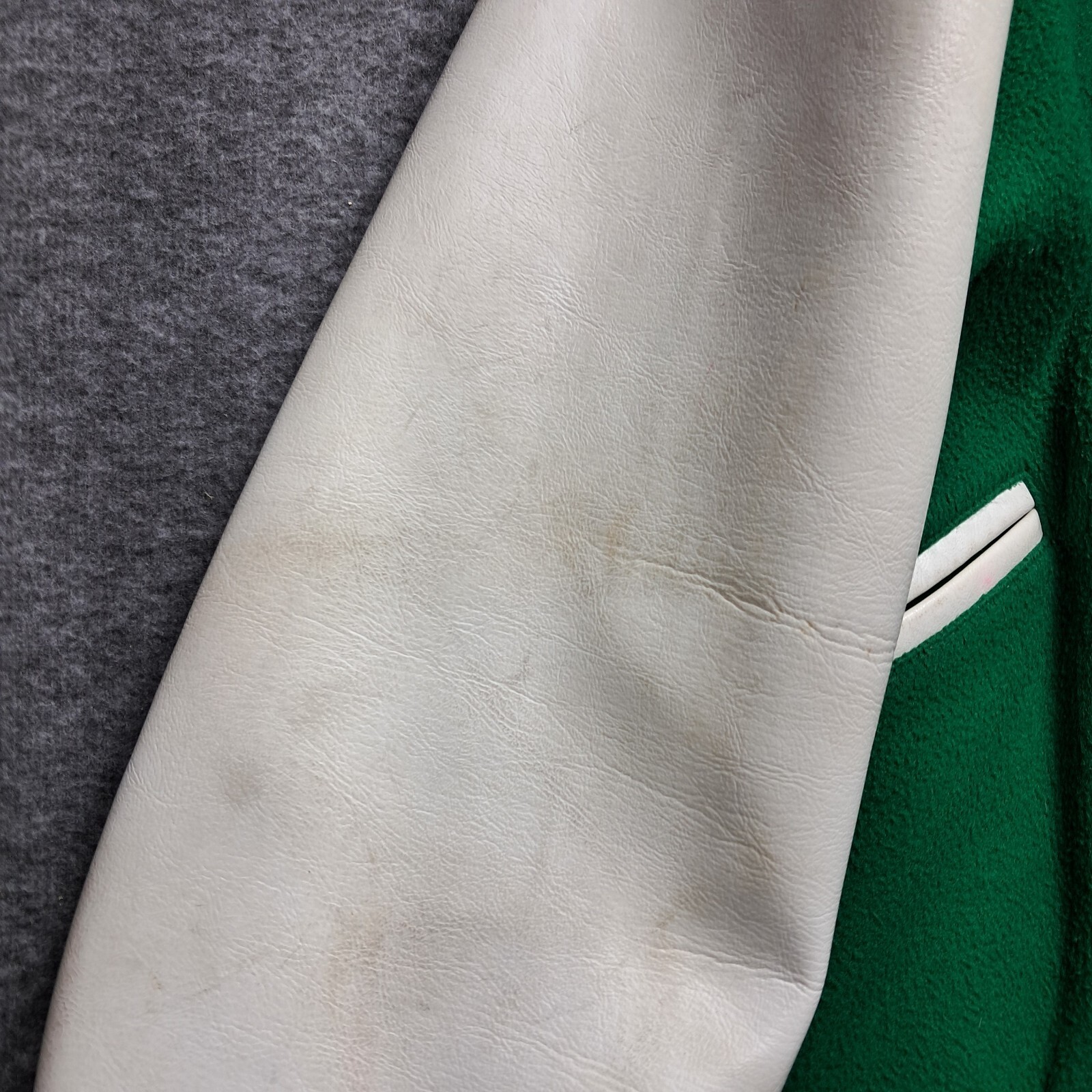 VTG 60s 70s Butwin Lettermans Jacket Green White Wool Vinyl Sleeves Vegan!