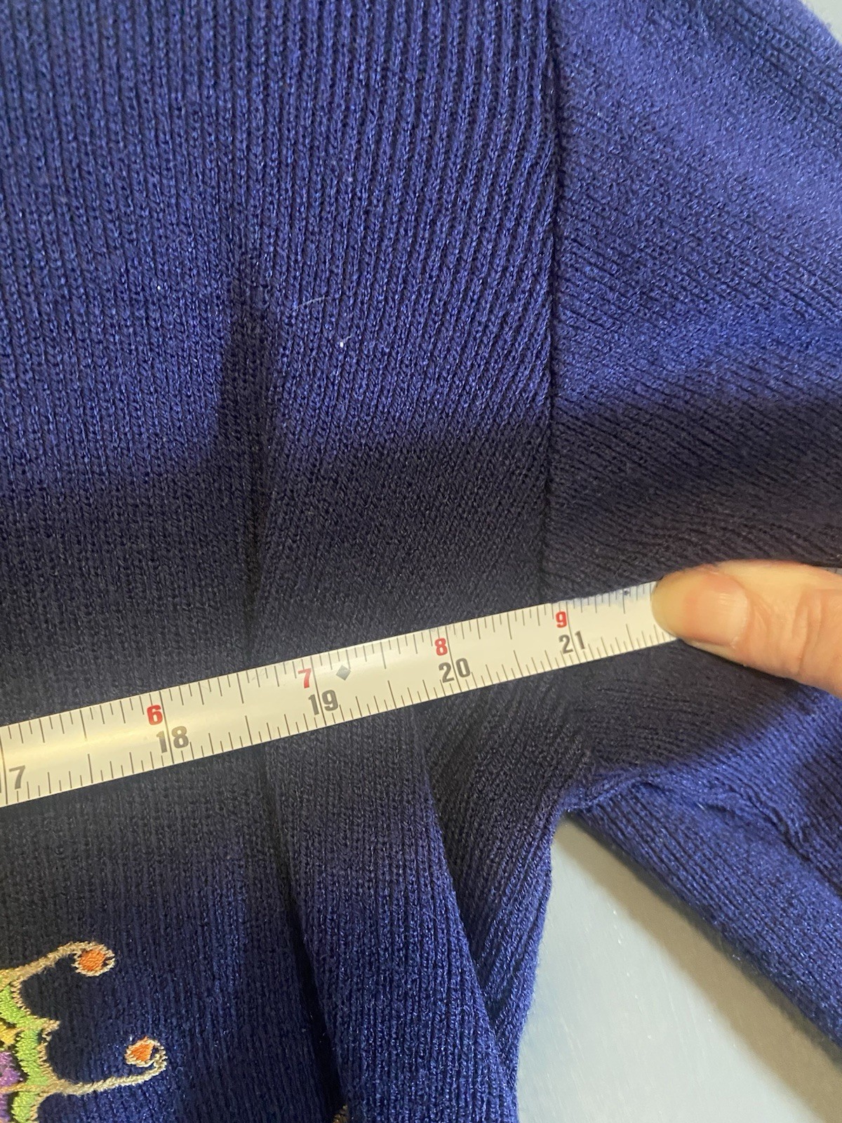 Vintage Women’s Bonnie Lee Leroy Blue Sweater Acrylic 70s Colorful Butterflies