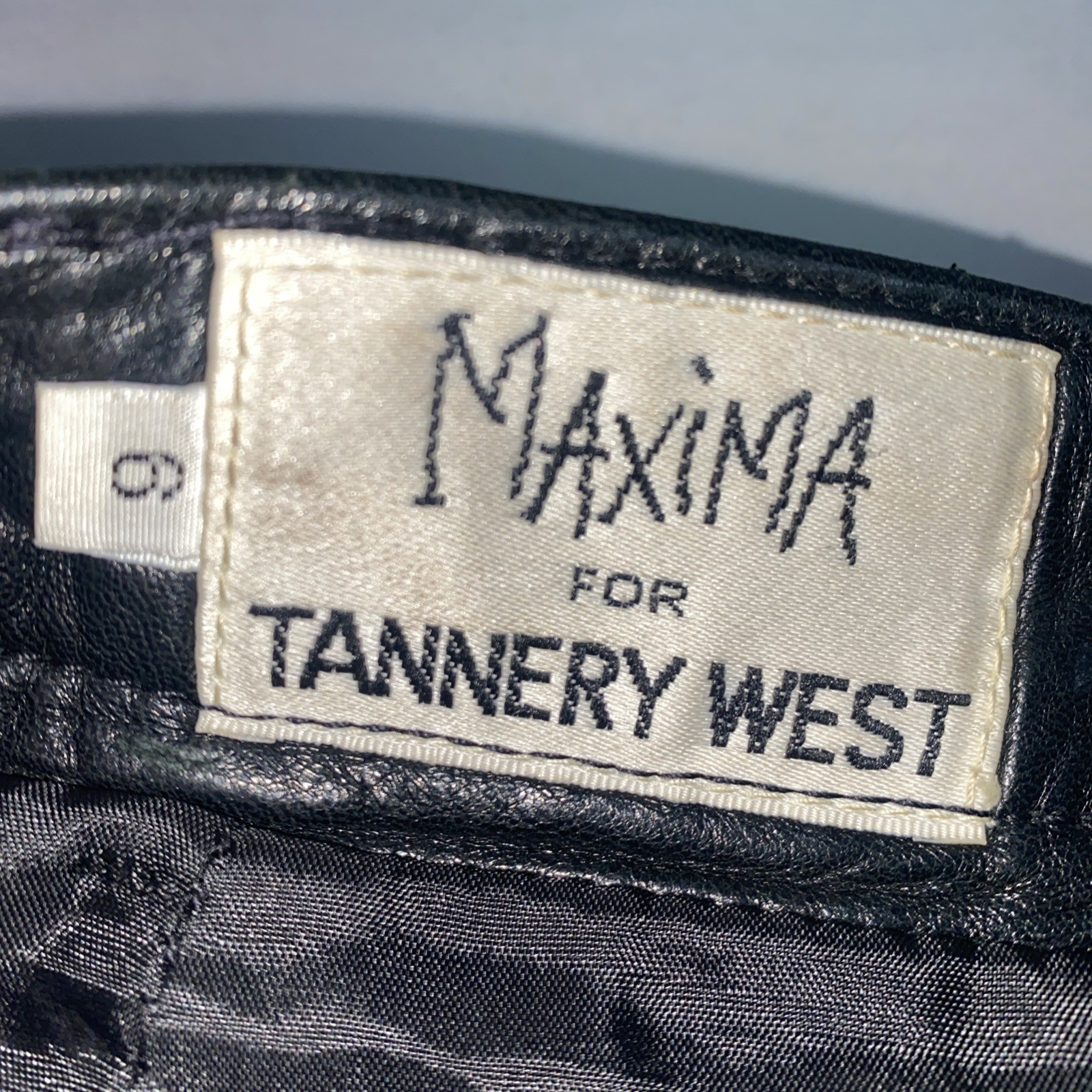 Maxima For Tannery West Vintage Black Leather High Waist Skirt 90s Size 6