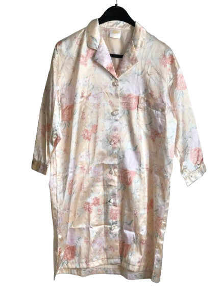 90s Vintage Housecoat/Dressing Gown Multicoloured Satin Brocade Retro 36/38