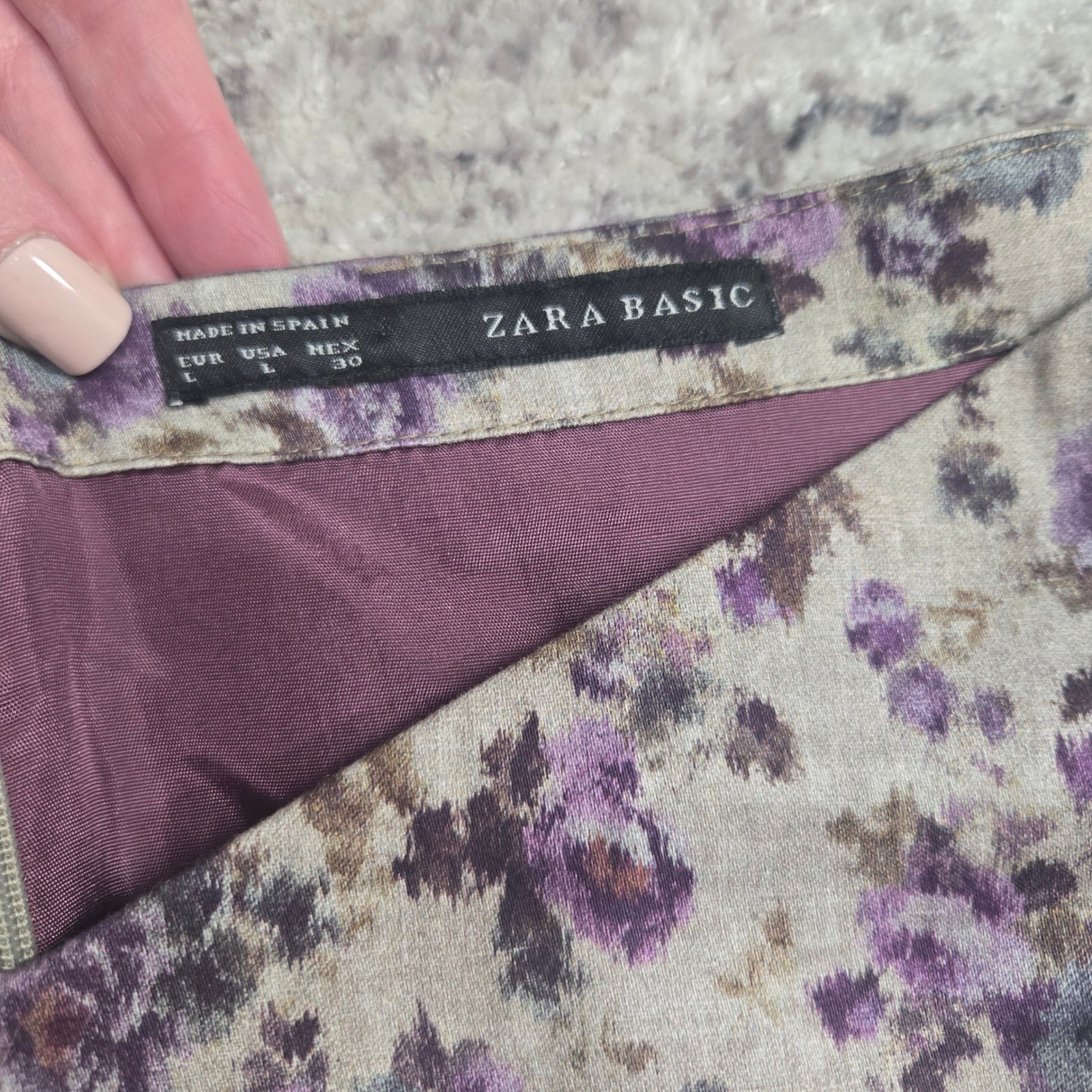 Zara Basic Floral Dress Wide Scoop Neck Cottagecore Back Slit Purple L Romantic