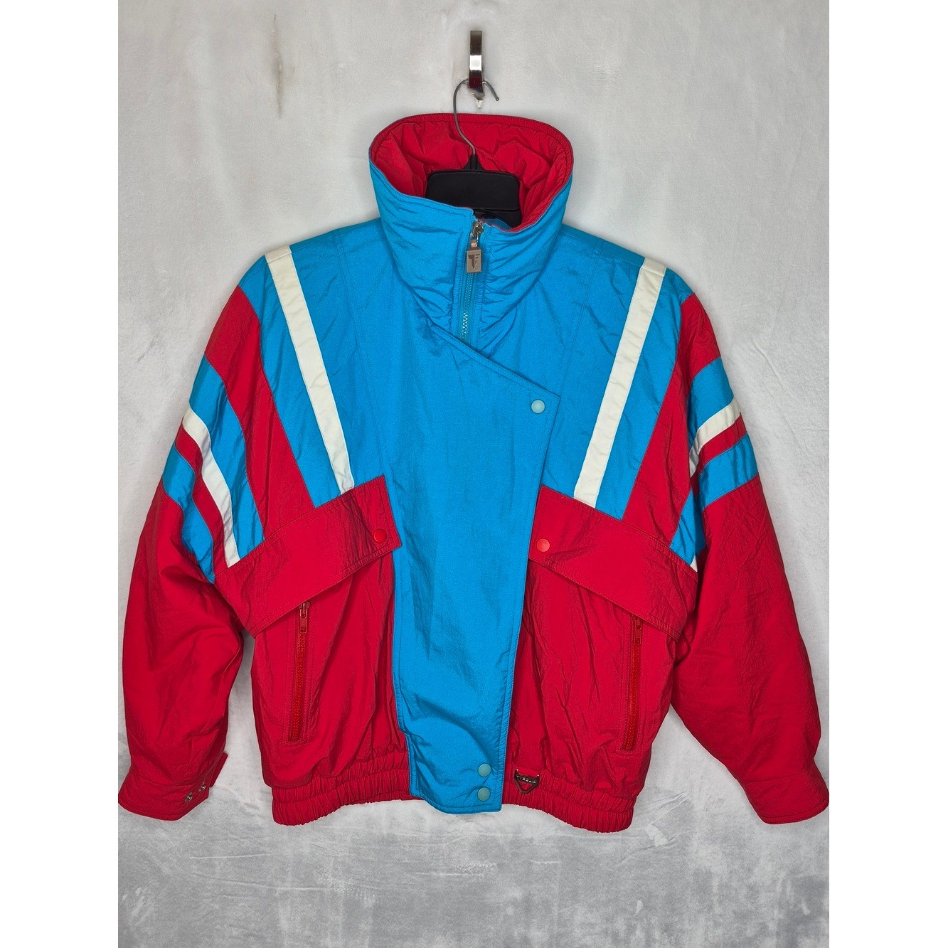 Vintage 80s Tyrolia by HEAD Colorblock Ski Jacket Blue Red Womens Small