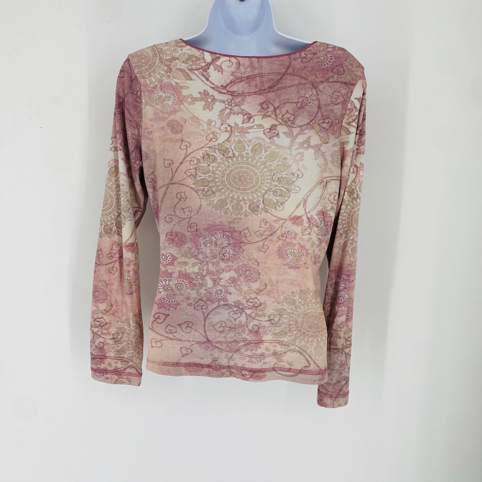 Vintage 90s B. Friends Pink Mandala Top Medium Fairy Grunge Long Sleeve USA Made