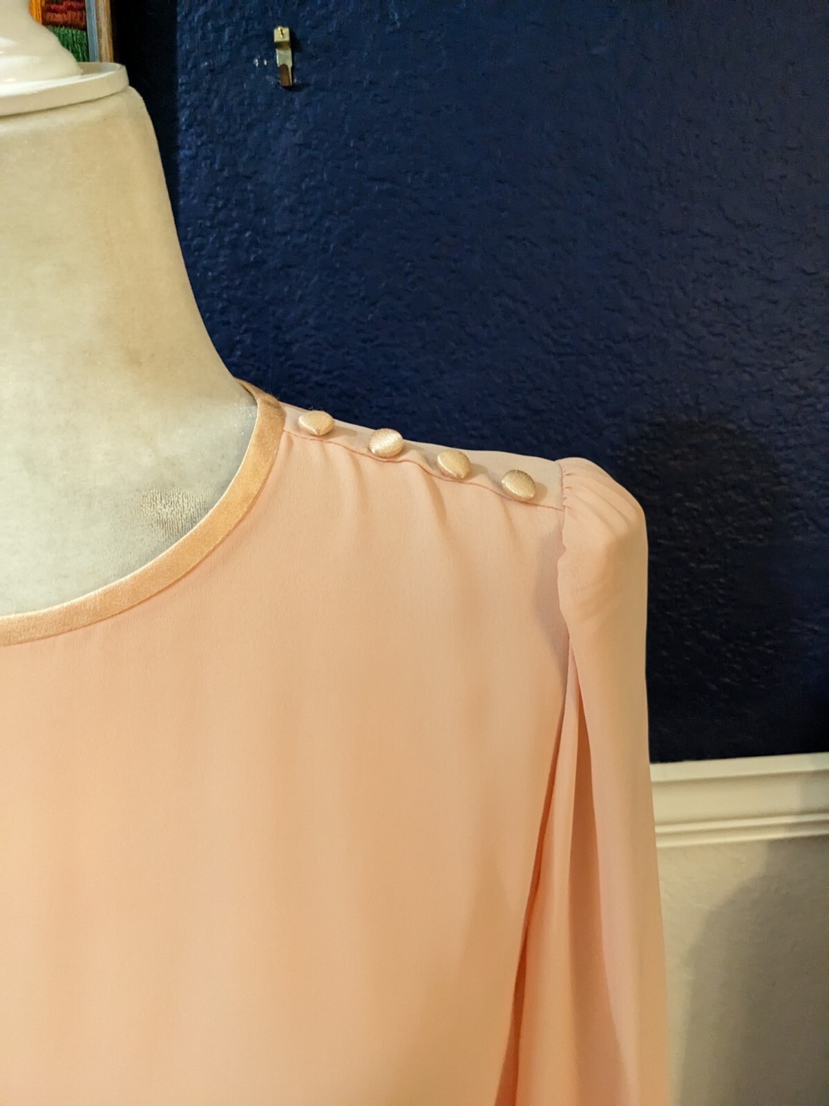 VTG Marinette 1970s Pleated Blush Pink Long Sleeve Dress Secretary Sz 10 Medium
