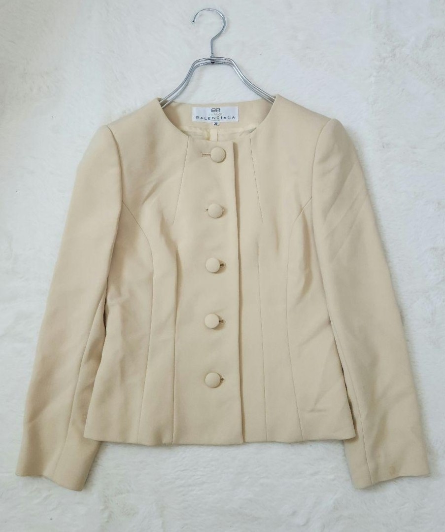 Vintage La Mode Paris Wool Blazer Jacket Beige Classic Elegant France