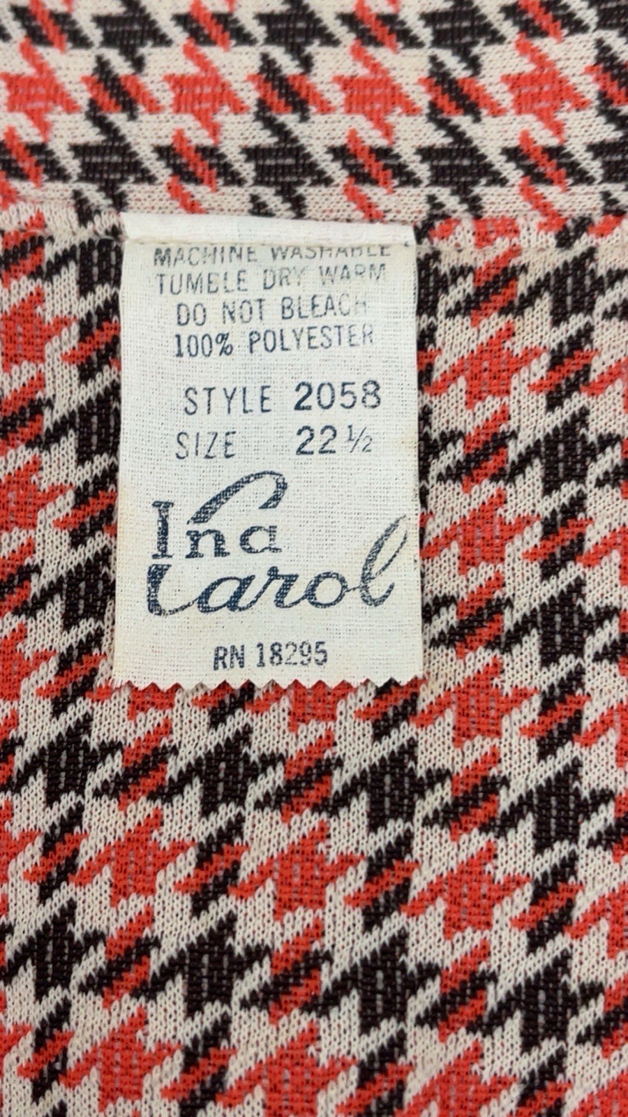 Vintage Ina Carol 70s Houndstooth Single Breasted Dagger Collar Blazer Jacket