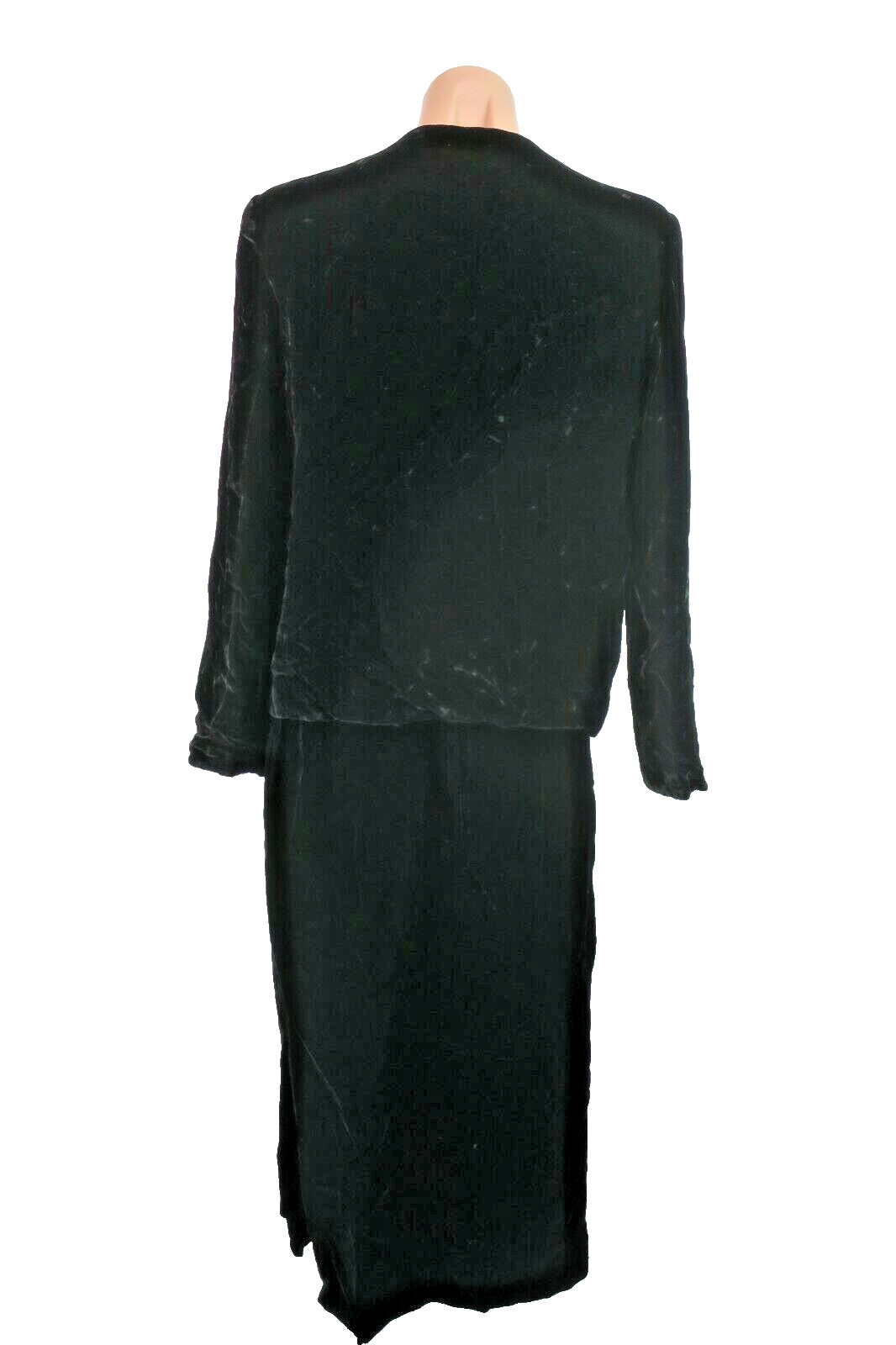 Velvet 2 pc Dressy Skirt Suit Beaded Vintage 90s 80s Black Llyod Williams Sz 12