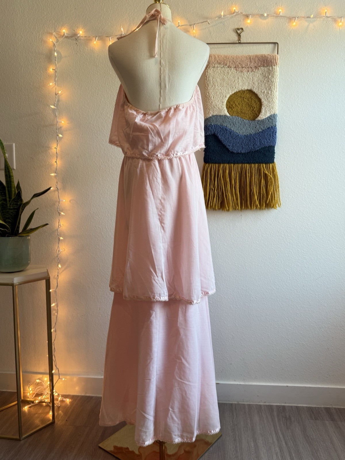 Trivia By Charm Of Hollywood Vintage Rare Pink Dress Gown Size S Maxi Ruffles