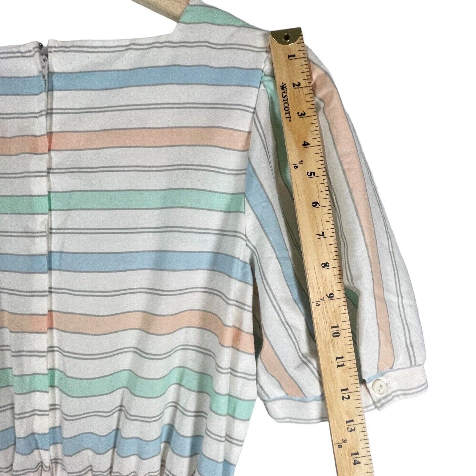 Vintage AMY DEB 70s 80s Pastel Striped MIDI Dress WOMENS SIZE MEDIUM Classic