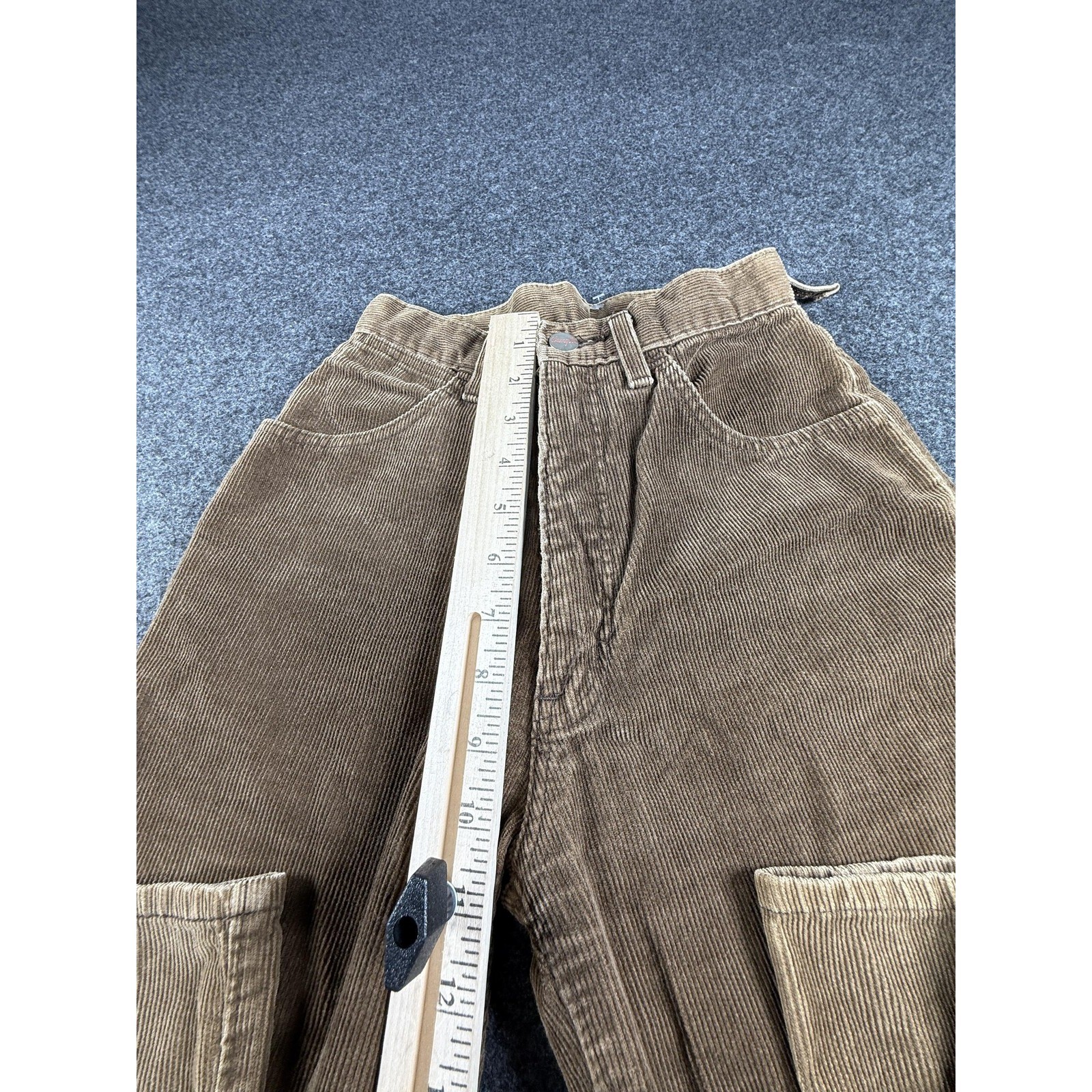 Wrangler High Rise Wide Leg Tan Corduroy Pants Size 27 Vintage Boho Retro Grunge