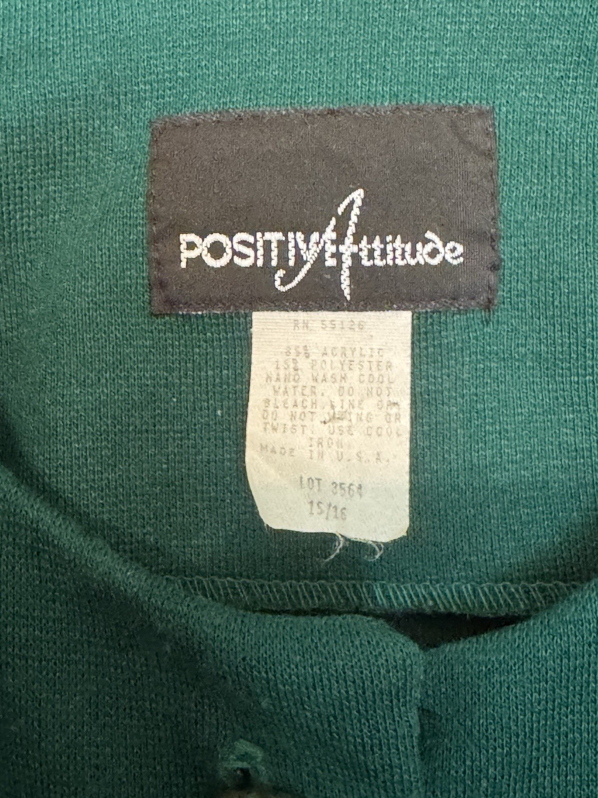 Vintage ‘80s Positive Attitude Dress, Size 15/16, Green W/ Gold Accents