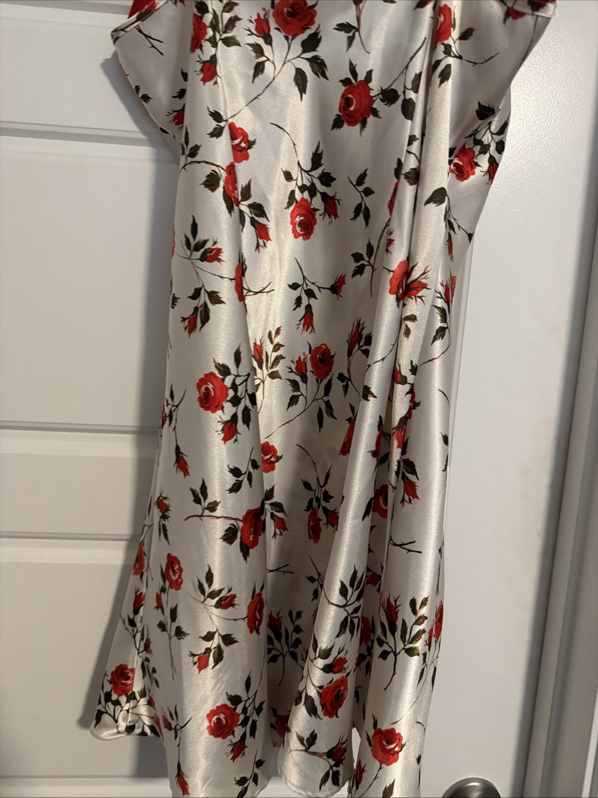 Vintage 90s Kathy Ireland Intimates Lingerie Nightie Satin Nightgown Sz S Roses