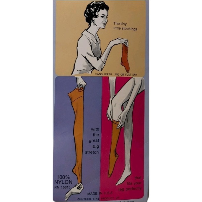 Vintage NOS 1960s White Nylon Stockings Leg Fit USA Extra Tall 11.5–12 Heel Toe