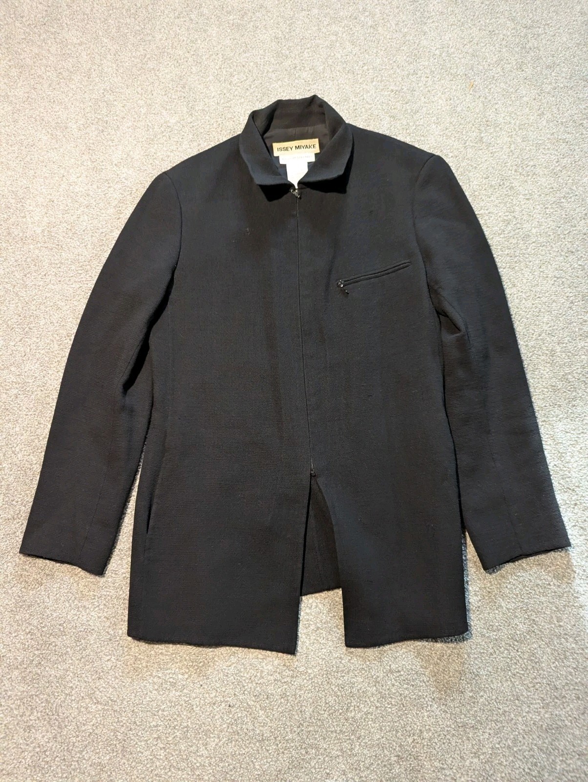 Vintage Issey Miyake Jacket Womens Medium Wool Bergdorf Goodman 1980s Zip Coat