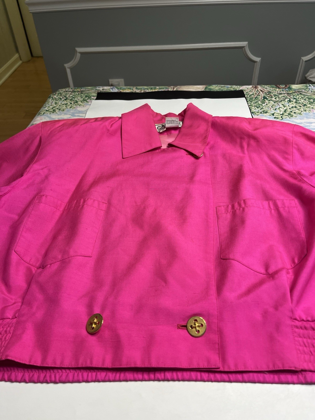 Vtg 1980’s Carlisle 100% Silk Gold Button Shirt Sz 12