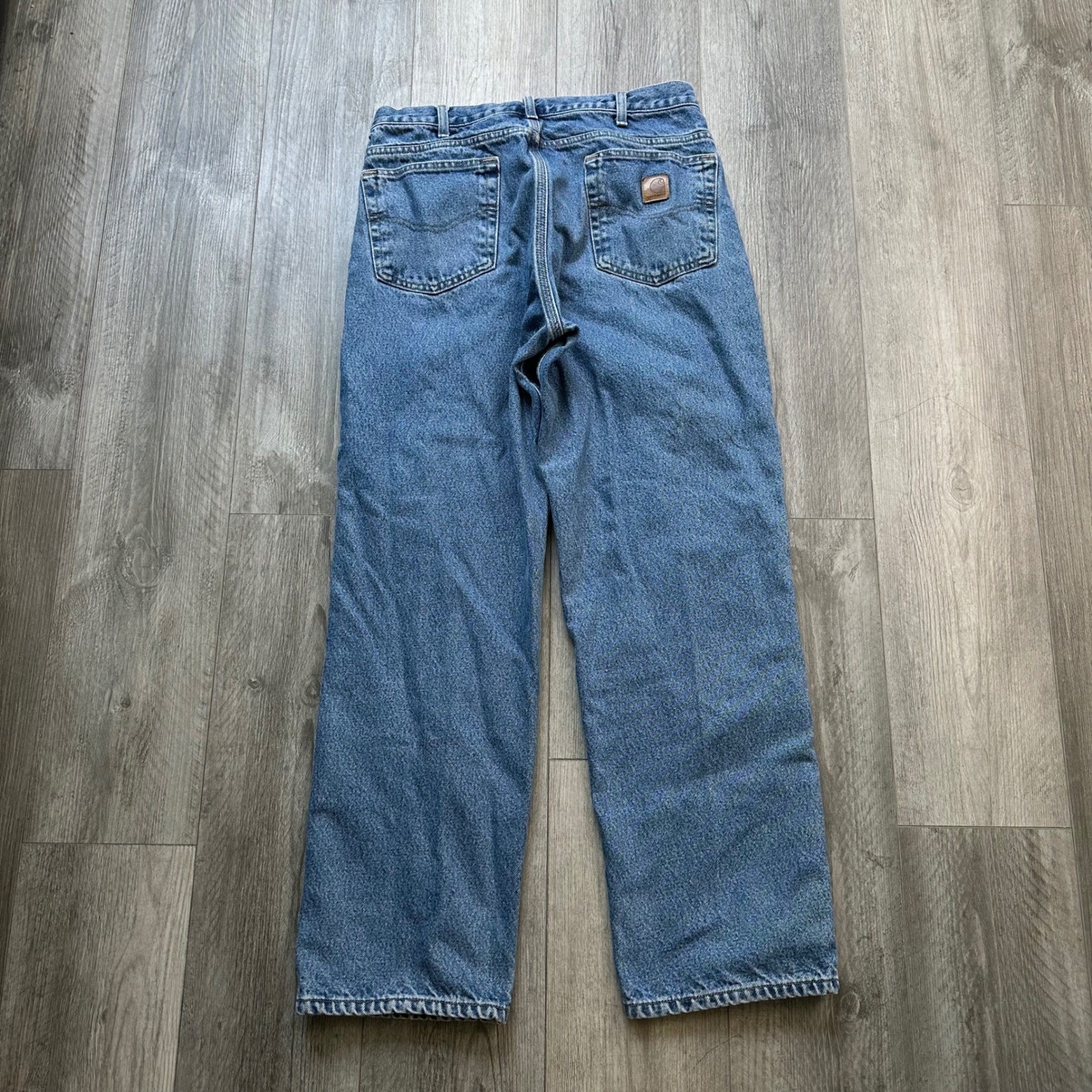VTG Y2K Flannel lined Carhartt Relaxed Fit Blue Jeans 33×32 Work Wear denim
