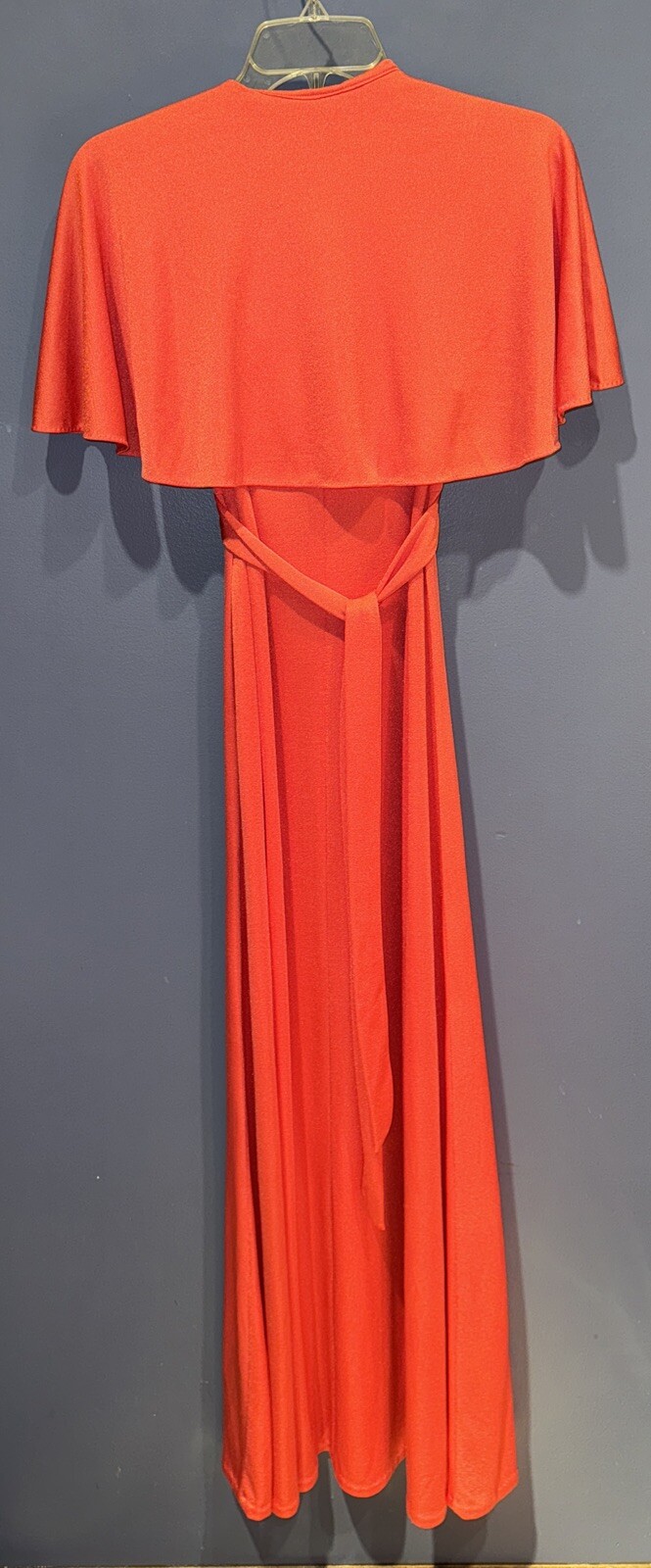 Long Polyester Caped Dress, Sunshine Orange, 1960 Roberta California Polyester