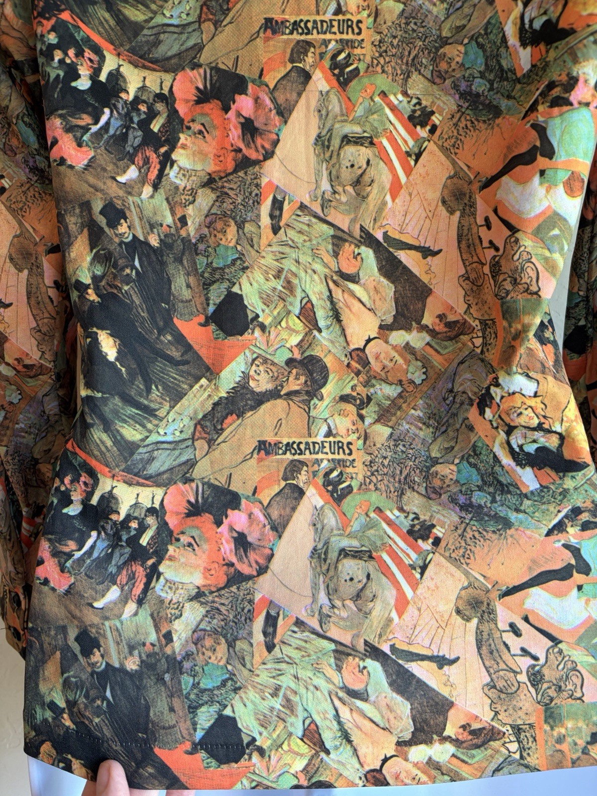 Vintage 1970s Jugs Novelty Print Top M Dagger Toulouse-Lautrec Art Nouveau