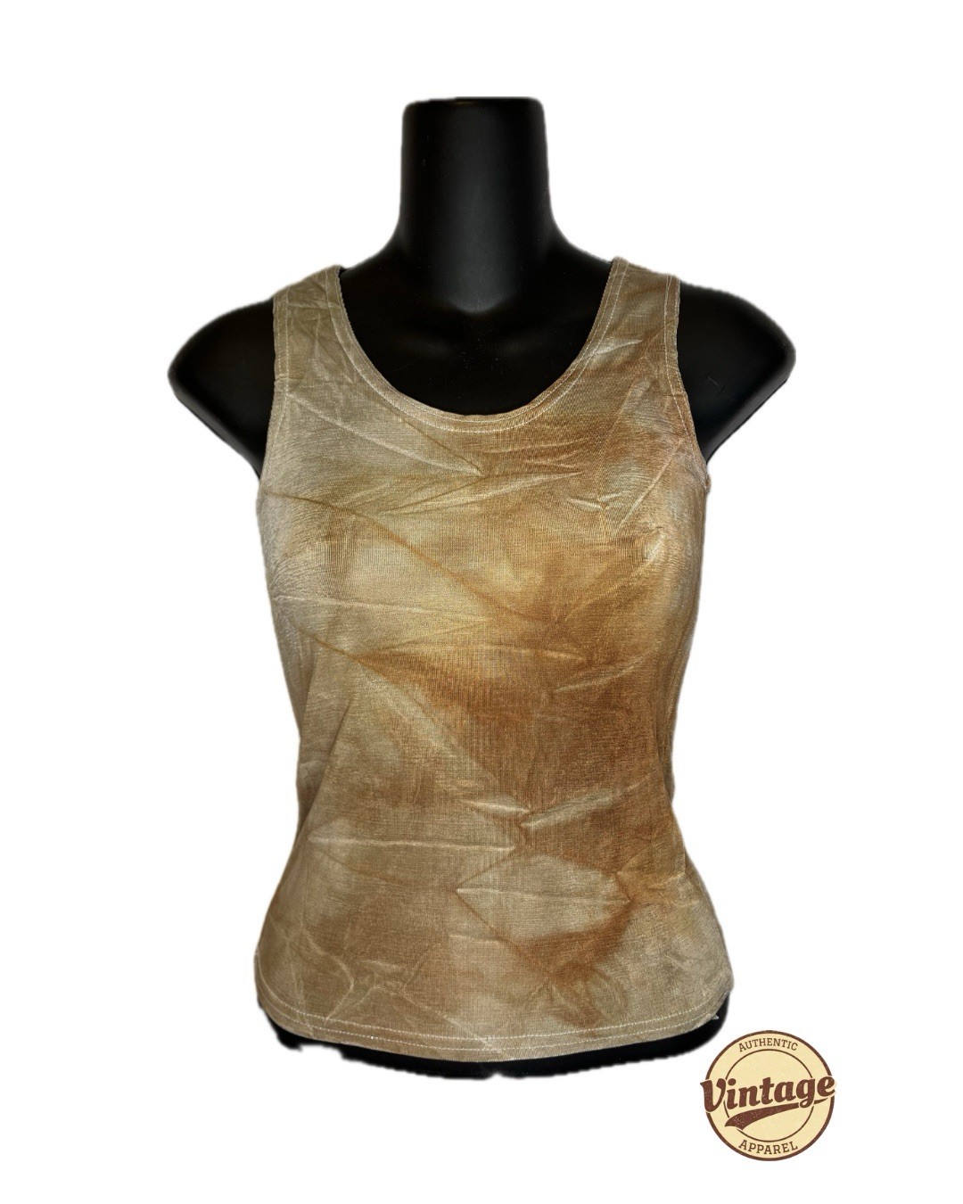 Cheryl Creations Women’s Tank Top Beige Brown Small 90% Acetate 10% Lycra