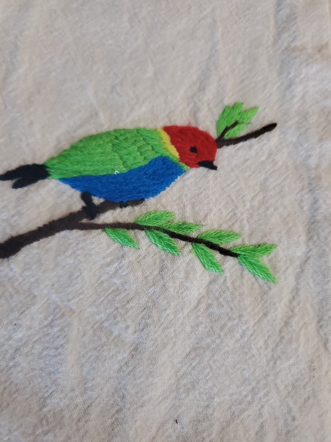 Vtg Handmade Vest Bird Embroidered Applique Womens Sz XL Cottagecore Art
