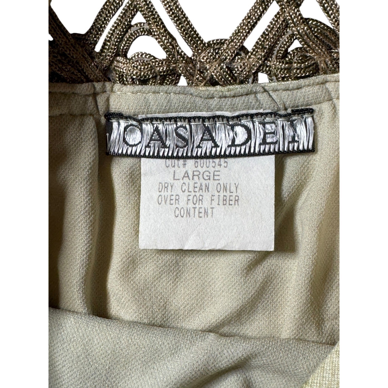 Vintage Casadei Dress Floral Macrame Back Asymmetrical Hem Green Brown Large