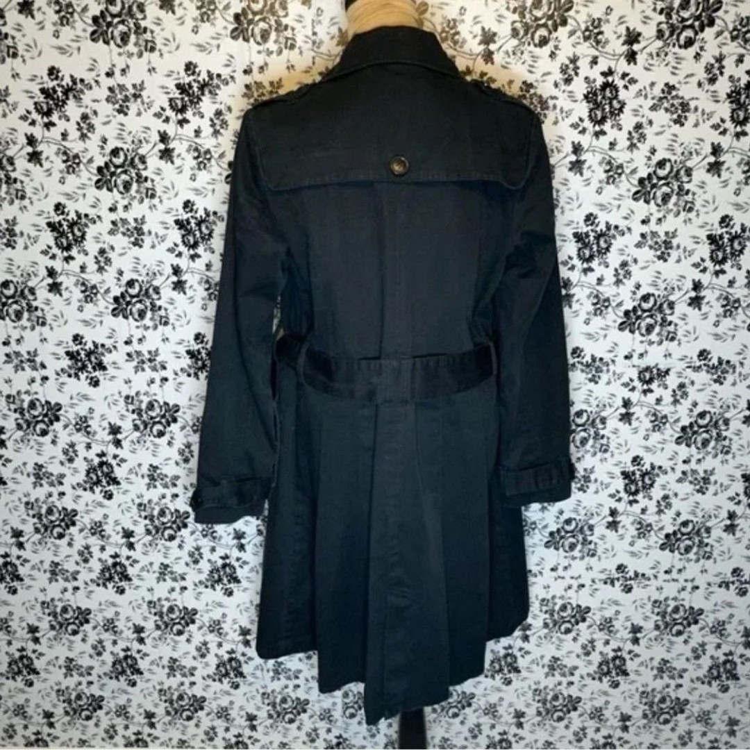Vintage Ben Sherman Womens Black Cotton Double Breasted Trench Coat Large GT4007