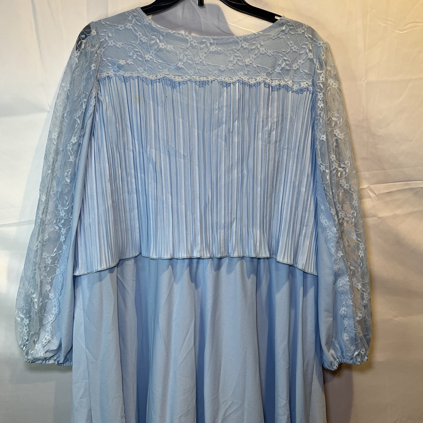 Vintage Blue Dress Sears 1970s the Fashion Place Knee Length Wedding Lace Sleeve