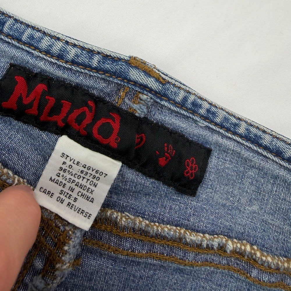 Vintage Y2K Mudd Lace Up Side Denim Capri Jeans Low Rise Raw Hem Mall McBling 2