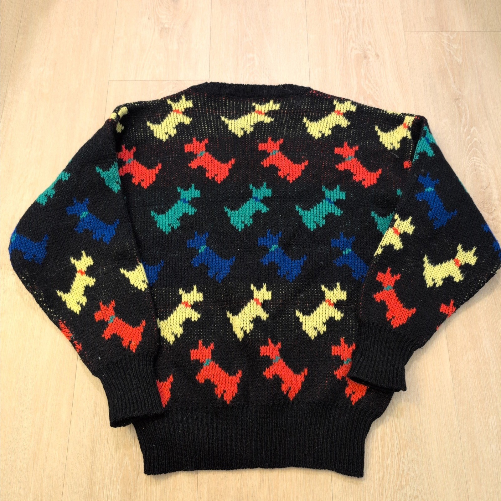 VTG Stewarts Knitwear Scottie Dog Women Medium Sweater Shetland Pure New Wool