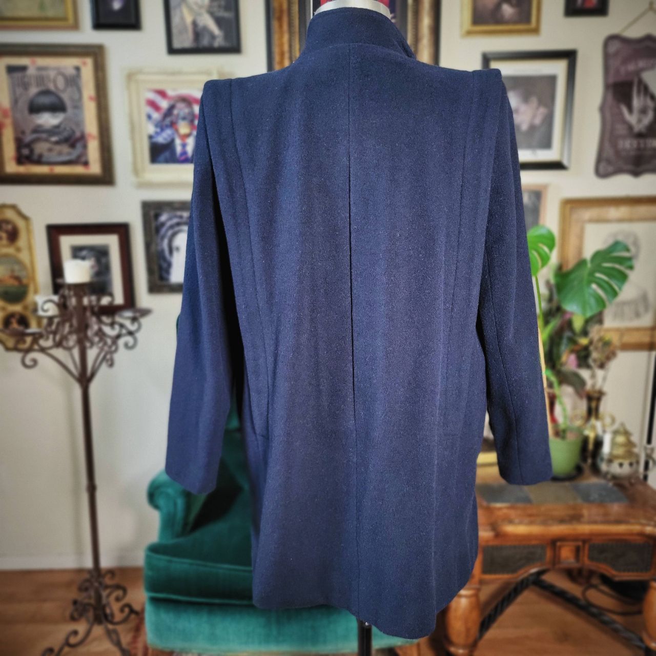 Vintage 70s PRESTON & YORK Navy Blue Coat 100% Wool Forstman – Medium