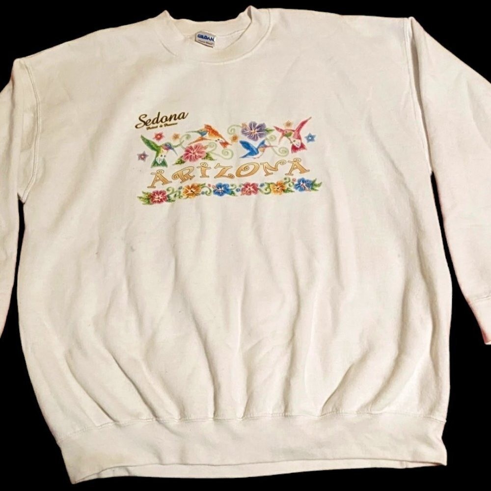 Vintage Sweatshirt Sedona Arizona Graphic 90’s Y2K Gorpcore Bird Nerd Sz XL