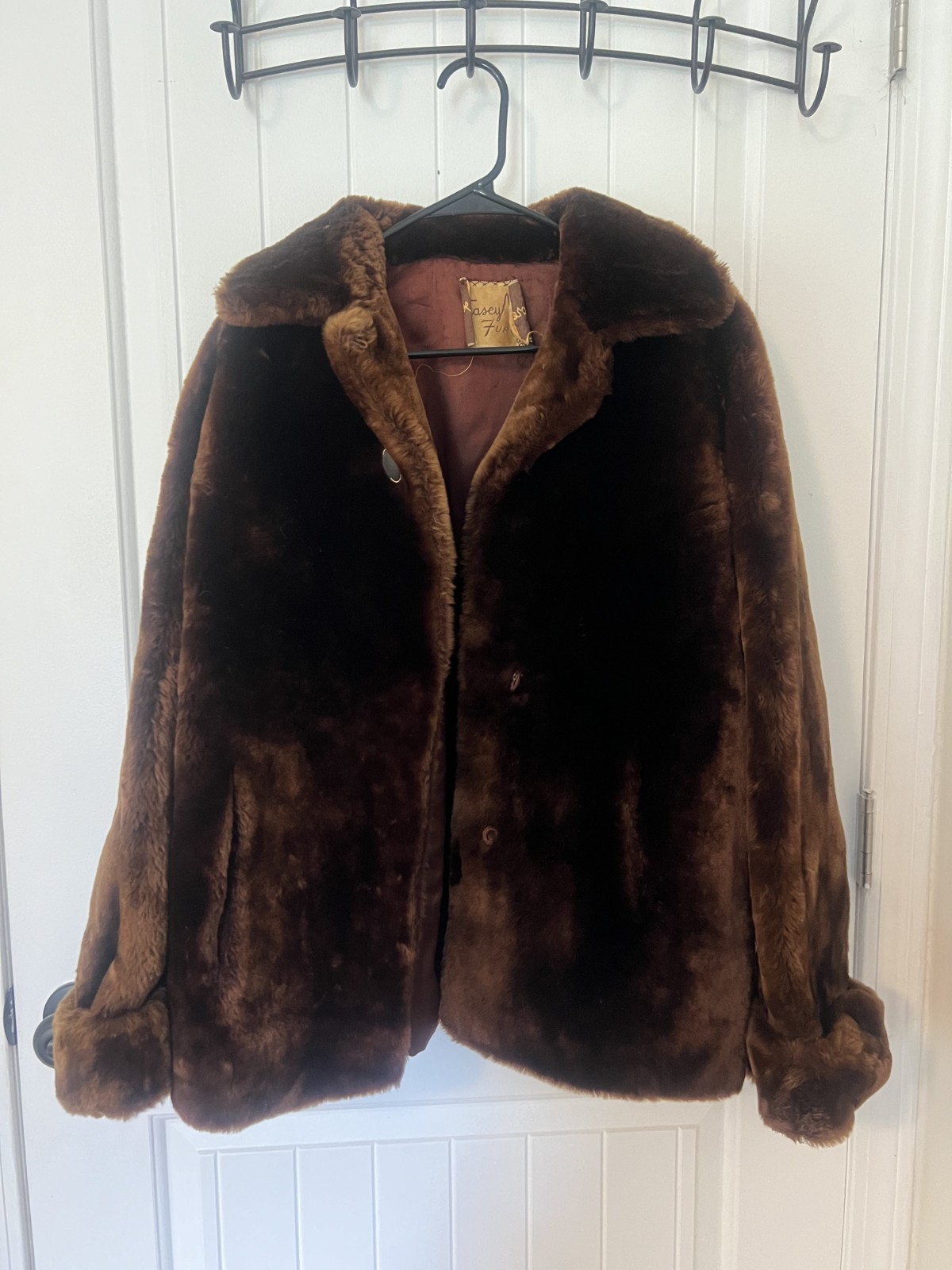 Stasey Moore Furs faux fur coat vintage evening wear winter long sleeves pockets