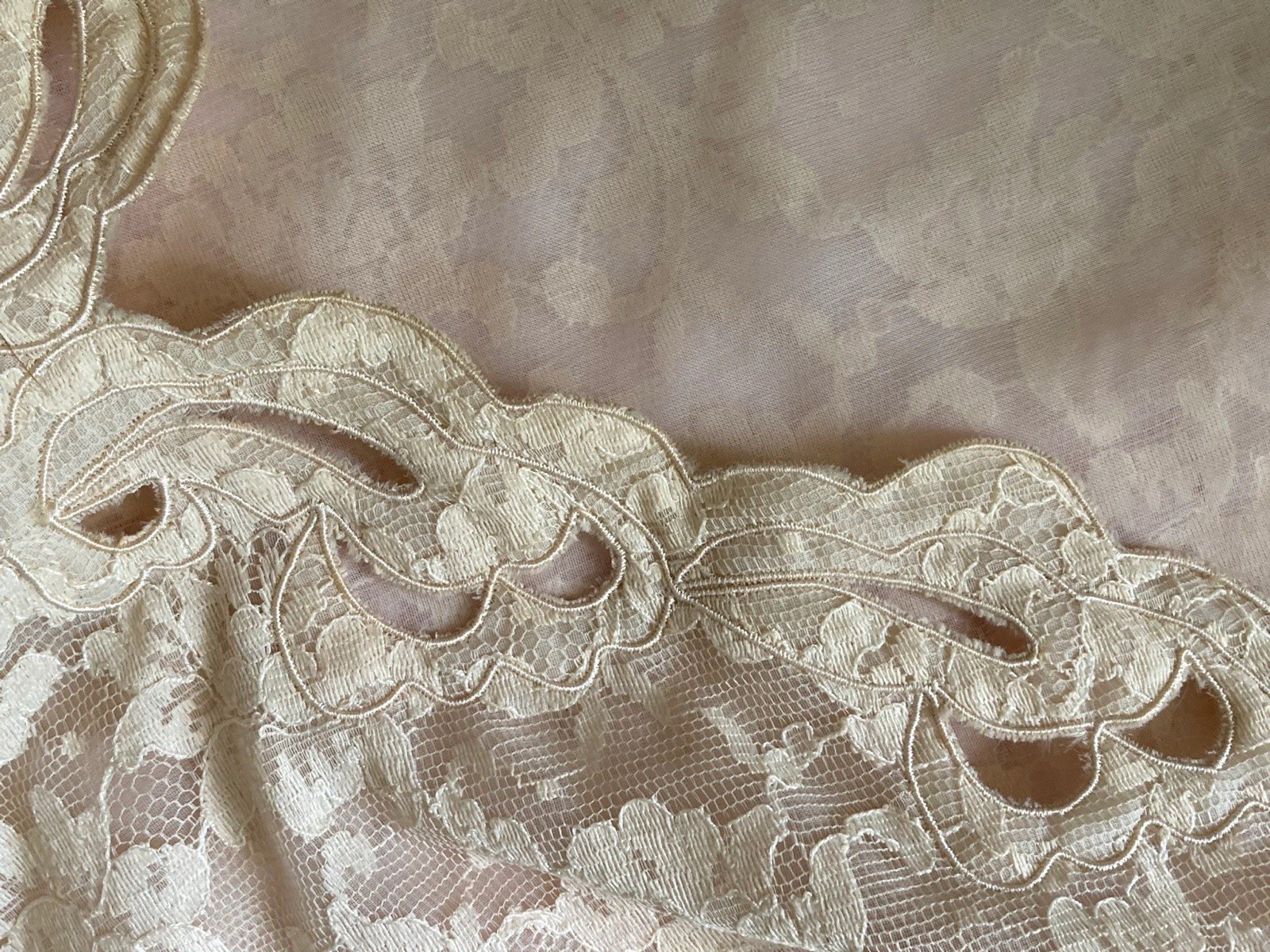 Vintage Ecru Chantilly Lace Party Blouse Top Cocktail Side Metal Zipper 40 Bust