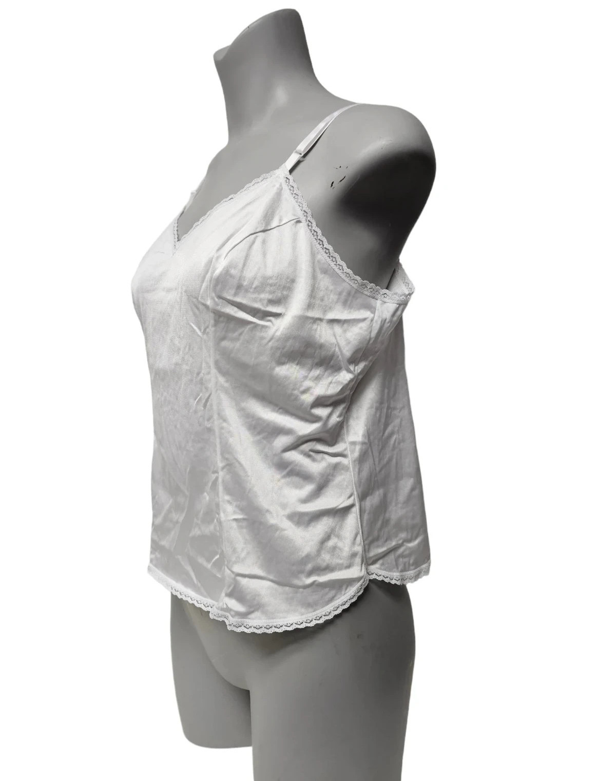 70s Vanity Fair 17-701 white lacy nylon camisole . size 40 / 46 . made in USA
